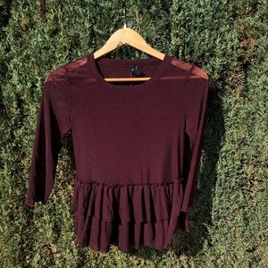 Maroon mesh urban top